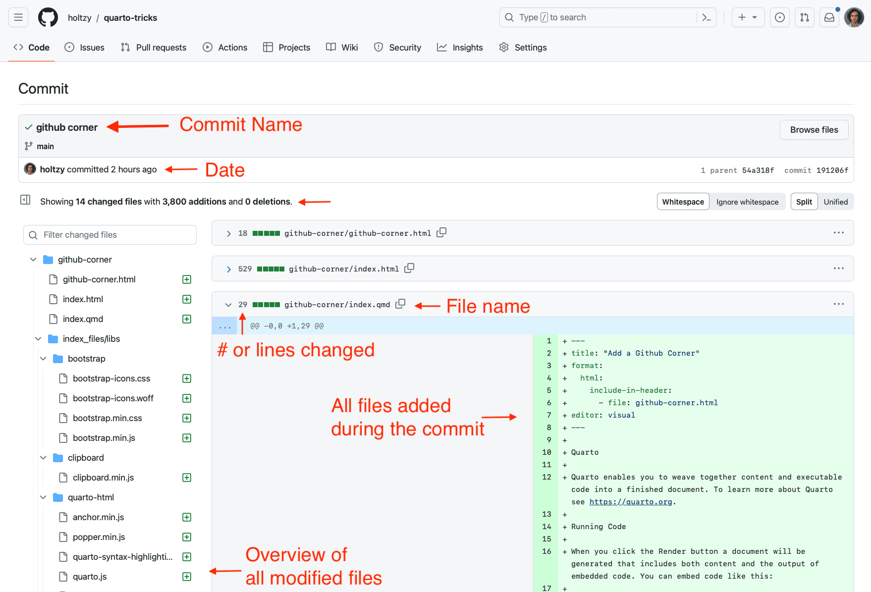 Commit diff in Github