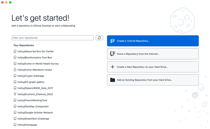 Github Desktop initial appearance