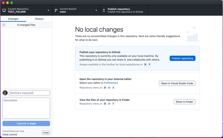 Github Desktop ready to publish