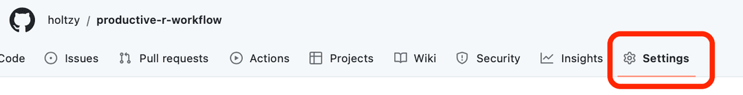 Settings button in Github