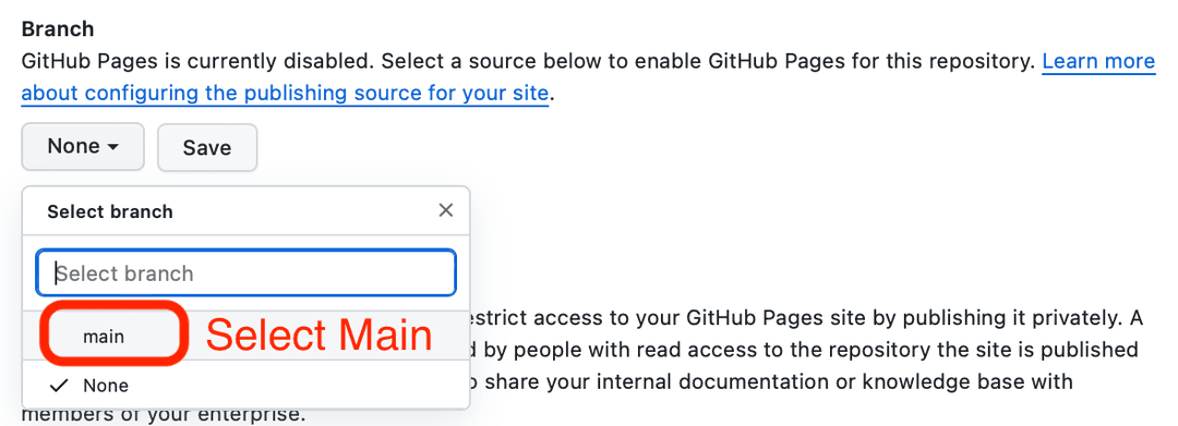 Select branch button